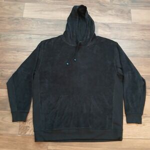Dude Robe Sweatshirt Mens 2XL XXL Black Velour Pullover Hoodie‎ Reversible